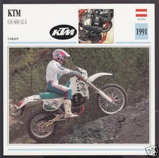 1991 KTM GS 600cc LC4 (553cc) Austria Enduro Bike Motorcycle Photo Spec Card
