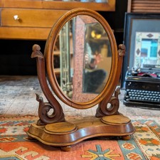 Victorian Mahogany Swing Dressing Table Mirror With Oval Plate, Scroll Supports