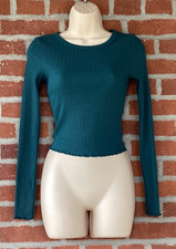 EUC Aeropostale Green Long Sleeve Ribbed Seriously Soft Shrunken Tee Size Small