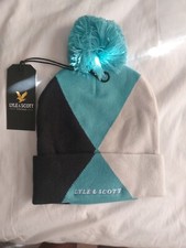 Lyle and Scott Argyle Bobble Hat. Alpine Sky.  Mens With Tags