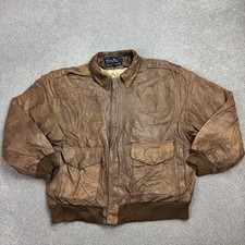 Leather Flying Jacket Adult Medium Brown Military Aviator USA Flight Bomber Mens