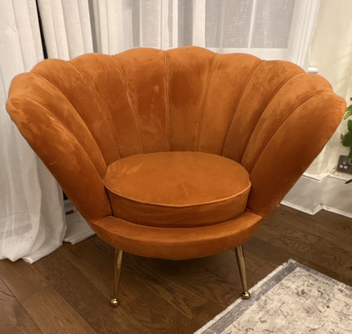 Orange velvet art deco - velvet,