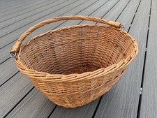 Traditional Wicker Bike Basket Oval Shape Quick Release With Handle for Shopping