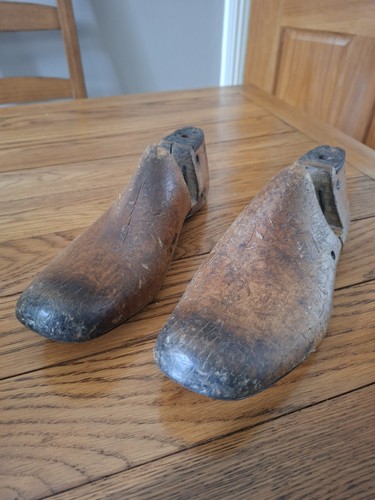 Antique wooden pair shoe - antique, of