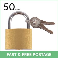50mm Iron Security Padlock Shackle Outdoor Shed Heavy Duty Brass with 2 Keys