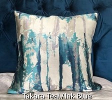Made To Measure 18" Cushion Cover in Teal/Ink Blue Takara by Harlequin