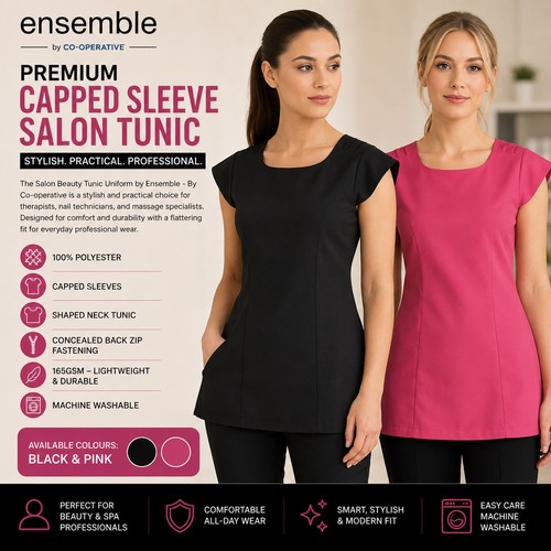 Womens salon tunic - womens, capped