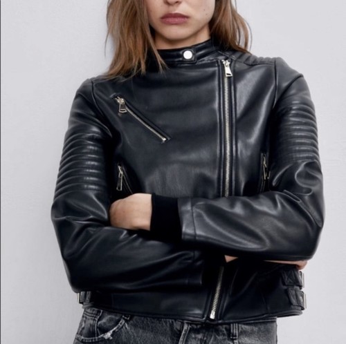 Zara woman faux leather - woman, biker