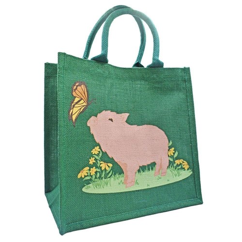 Pink pig with - pig, jute