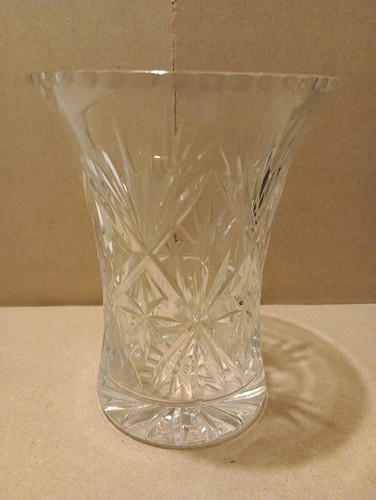 Clear cut glass vase - clear, vase-