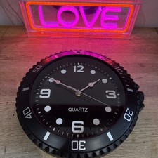 GMT Sub Style Clock Black With Watch Styling   Silent Non-Ticking  Dial 12 “