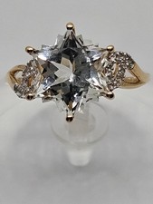 9K Gold White Topaz Wobito Snowflake Ring & White Zircon 5.74cts Size O (2.92g)
