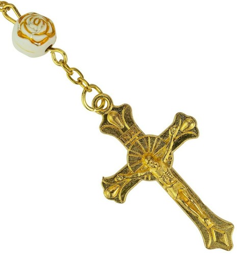 Gold white rose - rose, catholic