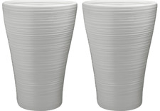 2x Strata Hereford Tall Planter Indoor Outdoor Garden Plastic Plant Pot - Grey