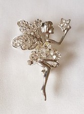 Brooch ~ Fairy ~ Sparkling Clear Diamantes ~ Chromium Plated Metal
