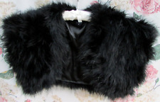 Jasper Conran BLACK FEATHER Fur Effect Jacket Shrug Bolero S/M 8/10/12  £60