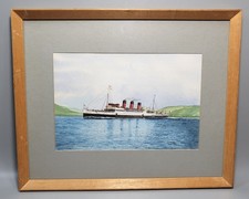 Clyde Steamer Watercolour Painting T.S.S Saint Columba Maritime Art Size 40x33cm