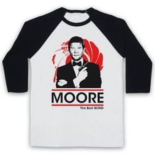 ROGER MOORE THE BEST BOND SECRET AGENT DOUBLE O 00 3/4 SLEEVE BASEBALL TEE