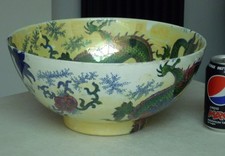 LARGE 1920s BURSLEY WARE FREDERICK RHEAD DRAGON BOWL MINT CONDITION