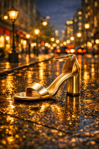 New rose gold block heel