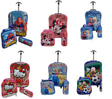 3 Pcs Kids Boys Girls Cabin Trolley Pencil Case Wheels School Bag Set Lunch Box