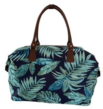 Cotton Traders Large Fabric Bag Tropical Leaf Print Blue Unused