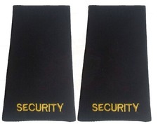 Woven Security Epaulette Slider Black Epaulettes With Gold Embroidery, SIA Slide