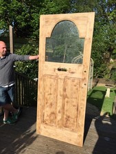LARGE EDWARDIAN FRONT DOOR WOODEN RECLAIMED EXTERNAL ANTIQUE PINE STRIPPED
