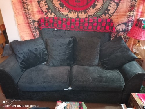 Sofa black velvet - black,