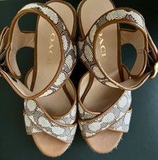Coach Women's Platform Sandals Natural Wedge Heel UK 4