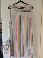 Next Size 16 Dress Linen Mixed Striped Dress Summer Dress Holiday Dress VGC