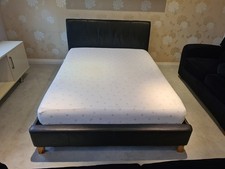 King Size Bed Brown Faux