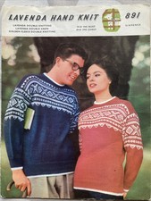 Vintage Lavenda No.891 1950s Knitting Pattern Fair Isle Yoke Jumper 34-41” Chest