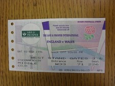 03/02/1996 Rugby Union Ticket