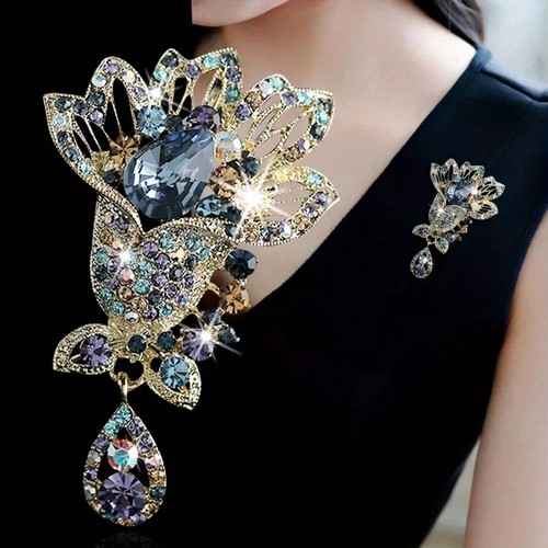 Vintage crystal brooch pin - vintage,