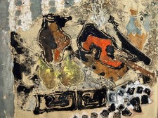 Anda Paterson (Scottish 1935-2022): 'Still Life with Musical Instrument' gouache