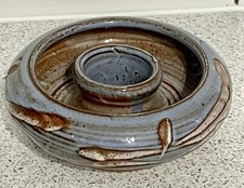 BUCKFAST ABBEY POTTERY BLUE & BROWN POSY RING MARY GIBSON HORROCKS DEVON