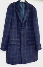 Hammond &Co.Patrick Cox Mens Winter Coat.Navy,brown.Windowpane check.Wool.46"