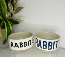 Mason Cash Stoneware Rabbit Coat of Arms Bowls x 2 Excellent Cream Blue  