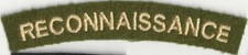 Reconnaissance Corps : Woven / Embroidered Cloth Shoulder Title.