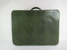 Vintage Style Pukka Luggage Green Faux Mock Crocodile Vinyl Hard Shell Suitcase
