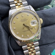 Rolex Datejust Gents Watch 16233 Box Papers Factory Diamond (1046)