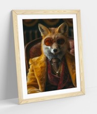 PORTRAIT OF A FOX IN A DAPPER SUIT -FRAMED WALL ART POSTER PAPER PRINT