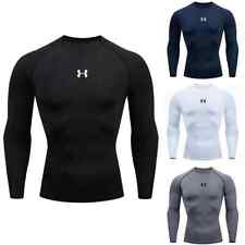 Mens Compression Armour Base Layer Top Long Sleeve Thermal Gym Sports Shirts UK