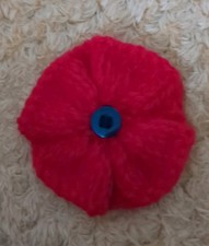 Hand Knitted Red Poppy Brooch