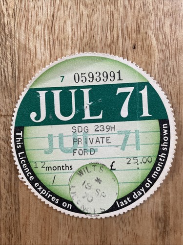 Old vintage tax disc - old,