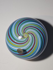 Vtg Saint Louis 1971 Rainbow Swirl Pattern Glass Millefiori Paperweight