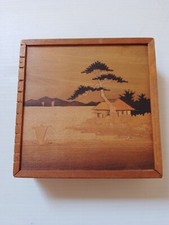 Wooden 2in1 Travel Game Box/Chinese Themed/ 'Fifteen' Puzzle&Solitaire(No Pegs)