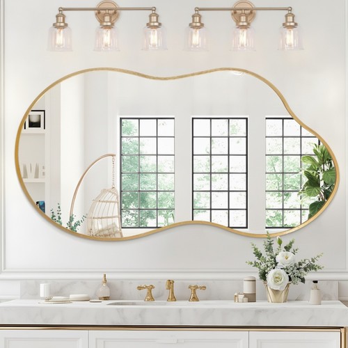 Gold irregular wall mirror - wall,