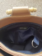  Bueno Embroidered Tote Bag Bamboo Handles Butterflies Bees Floral Blue Boho